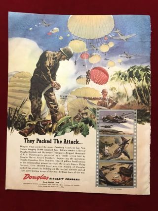 1943 / 1944 Wwii Ad - Ww2 War Era Advertisement - Douglas Aircraft Company