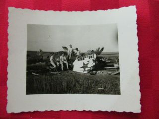 Wwii German Photo Combat Soldiers Destroyed Russian Aircraft