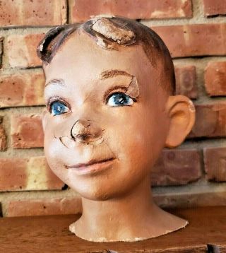 Rare Vintage Young Boy Mannequin Head Store Display