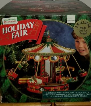 1995 Mr Christmas Holiday Fair Sleigh Carousel Animated 42 Songs