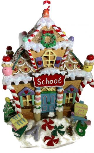 10” Lighted Electric Gingerbread House Cottage Christmas Village Glitter Mica 5