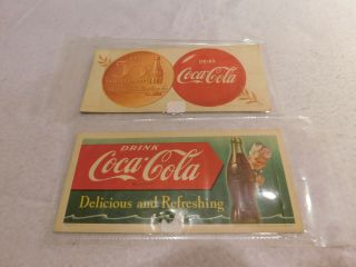 Vintage 1950s Coca Cola Ink Blotters.  1951 & 1952 50th Anniversary.