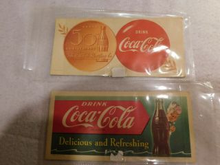 Vintage 1950s Coca Cola Ink Blotters.  1951 & 1952 50th Anniversary. 2