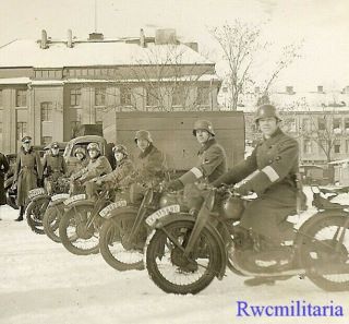Best Wehrmacht Kradschützen Motorcycle Truppe Lined Up W/ Bikes In Winter