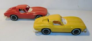 Vintage Set Of 2 Plastic Chevrolet Chevy Corvette Toys