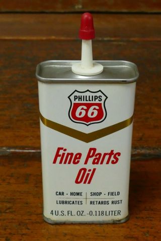 Vintage 1960s Phillips 66 Fine Parts Oil 4oz Handy Oiler Oil Can - Nos Full