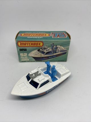 Vintage Matchbox Superfast Police Launch No 52 With Box (1976)