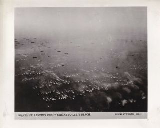 Wwii Us Navy Aerial Photo Invasion Landing Craft Leyte Philippines 655