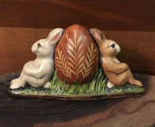 Vaillancourt Folk Art Rabbit Bunny Egg Primitive Chalkware Sutton Ma 2000 177