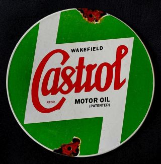 Vintage Castrol Motor Oil Porcelain Sign Car Truck Gas Gasoline Automotive