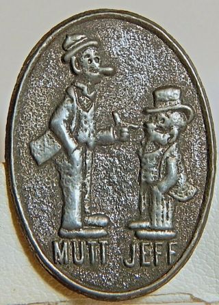 Vint 1920 Cracker Jack Metal Mutt & Jeff Stud Lapel Pin Silvered