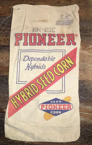 Vintage 30x16 " Pioneer Seed Corn Bag (variety 368 - Mr) Old Unwashed Farm Sack