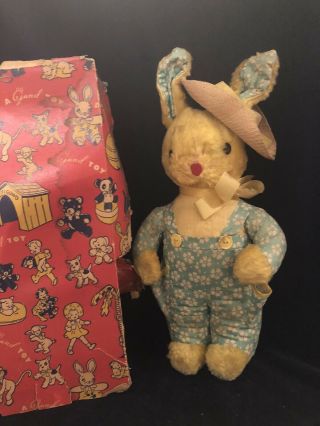 1940’s Gund Dressed Rabbit,  J Swedlin Tag,  Box Remnants