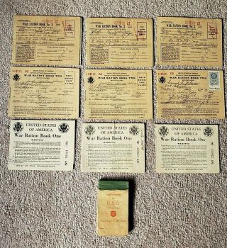 9 World War Ii Ration Books (one,  Two And 3) For The Same Family.
