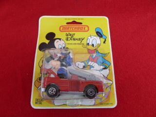 Matchbox Walt Disney Mickey Mouse In Fire Truck On Card 1979
