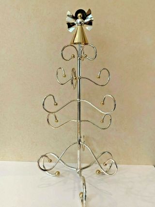 Silver/gold Scrolled Metal Christmas Ornament Tree Table Display Stand Angel Top