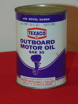Vintage Texaco Outboard Motor Oil Sae 30 With Royal Guard Pint Can