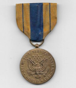Wwii World War Ii Military Army Selective Service Award Medal With Ribbon