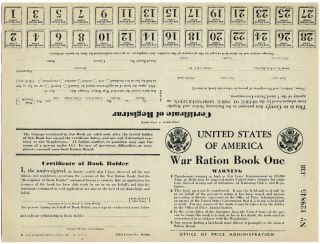 WWII OPA R - 302 War Ration Book 1 & R - 304 War Ration Stamp Card UN - 2