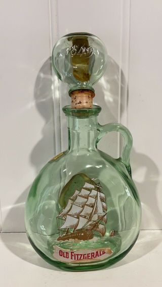 Old Fitzgerald Flagship Bottle 1849 Empty Green Glass Decanter Stitzel - Wells
