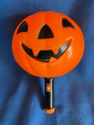 Vintage 60s Halloween Jack O Lantern Blow Mold Trick Treat Handheld Light Torch