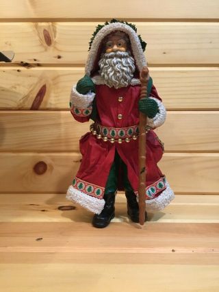 Christmas Santa By Clothtique Stands At 10.  25 Inches (peace On Earth) 15009