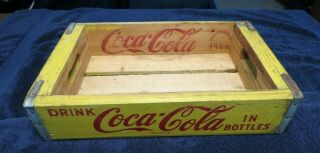Vintage Yelllow Coca Cola Wood Crate With Metal Edges From Chattanooga,  Tn