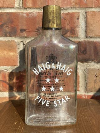 Vtg Haig & Haig Five Star Whisky Bottle - Product Of Scotland - Empty W/ Top