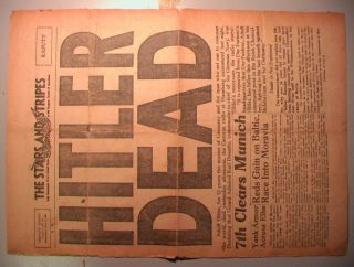 The Stars And Stripes Hitler Dead Newspaper Headline 5/2/1945 Vol.  1 No.  28 Cover