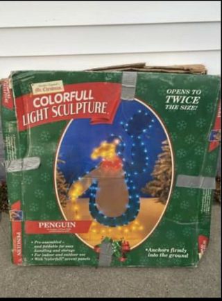 Mr Christmas Light Sculpture Penguin & Igloo Yard Decor With Boxes 3