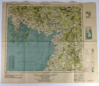 1951 Korean War Us Army Air Force Pyongyang North Korea Topo Map Sojoson - Man
