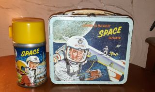 1960 Colonel Ed Mccauley Space Explorer Lunchbox And Thermos And