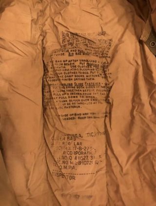 Korean War US Army USMC Military M - 1949 Sleeping Bag Dated 1951 2