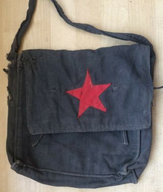 Korea War China Pva Bag,  Strap Red Star Chinese Volunteers Army 1950s Orig.