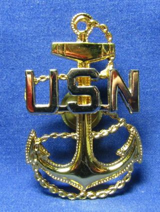 Korean War Sterling Navy Naval Chief Hat Badge By Gemsco Great Shape