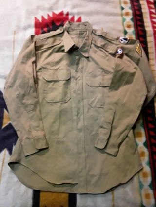 Vintage Set Of 2 Us Army Korean War Mens Twill Shirts Khaki