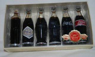 Vintage Evolution Of The Coca - Cola Contour Bottles Miniatures Coke 1998 Set Of 6