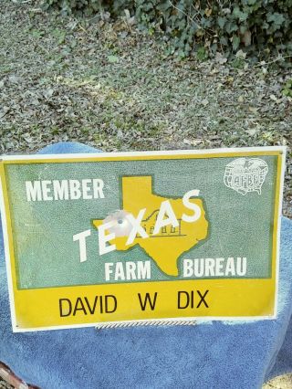 Vintage Texas Farm Bureau Member Sign 13 1/2 