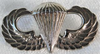 Vtg Korean War Us Army Sterling Silver Airborne Jump Wings Badge Pin