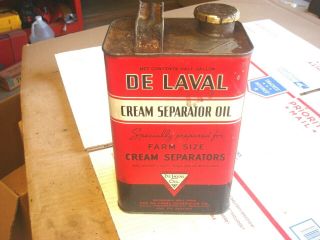 Vintage 2 Sided De Laval Cream Separator Oil Tin Can Half Gallon Farm Cows