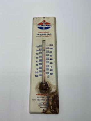 Vintage Standard American Oil Thermometer Metal Gas & Oil