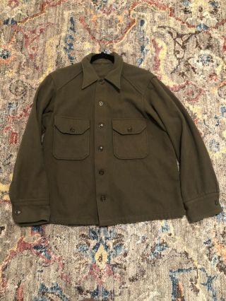 Korean War Wool Uniform Jacket Shirt Large Army Usmc Usn Usaf Vtg Ww2 Hbt
