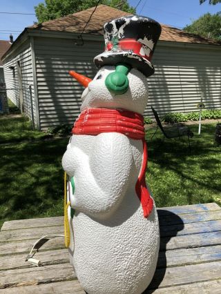 TPI Snowman Blow Mold with Carrot Nose,  Sleigh,  and Red Scarf 40” Tall 2