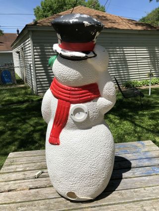TPI Snowman Blow Mold with Carrot Nose,  Sleigh,  and Red Scarf 40” Tall 3