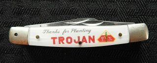 Trojan Seed Corn 3 - Blade Pocket Knife Stanley Sitcler Ft.  Wayne In.  Very Good