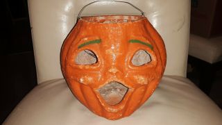 1940s Papier Mache Double Sided Face Halloween Choir Boy Pumpkin Jack O Lantern