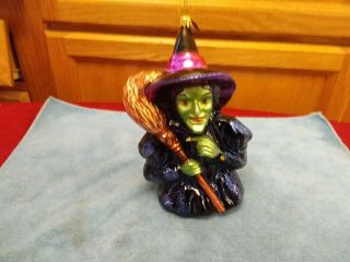 Radko Halloween Wizard Of Oz Wicked Witch Glass Ornament I Mean Green