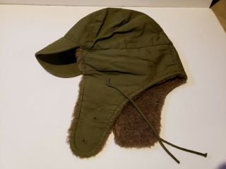 Vtg Us Military Army M - 1951 Korean War Pile Field Cap Winter Cold Weather Hat 7
