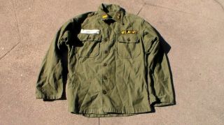 Old Us Army Korean War Era 1947 Dated Chemical Officer Fatigue Shirt Size Small
