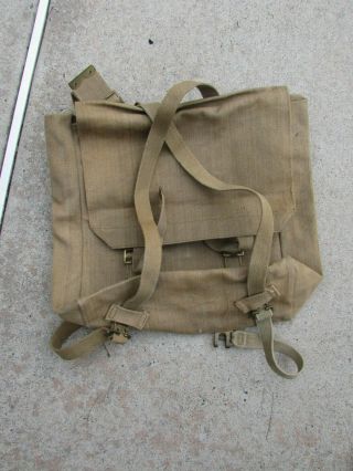Ww2/korean War Era British Army Field Bag Canvas,  1942 Straps,  1952 Cn Aa 1370